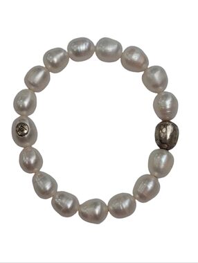 Silpada Vintage Sterling Silver & Large Baroque Freshwater Pearl Bracelet